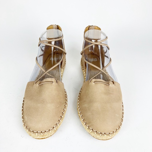 New Eileen Fisher 7.5 Leather Lace Up D'Orsay Lee Espadrille NUDE Flat Sandals - Picture 8 of 11